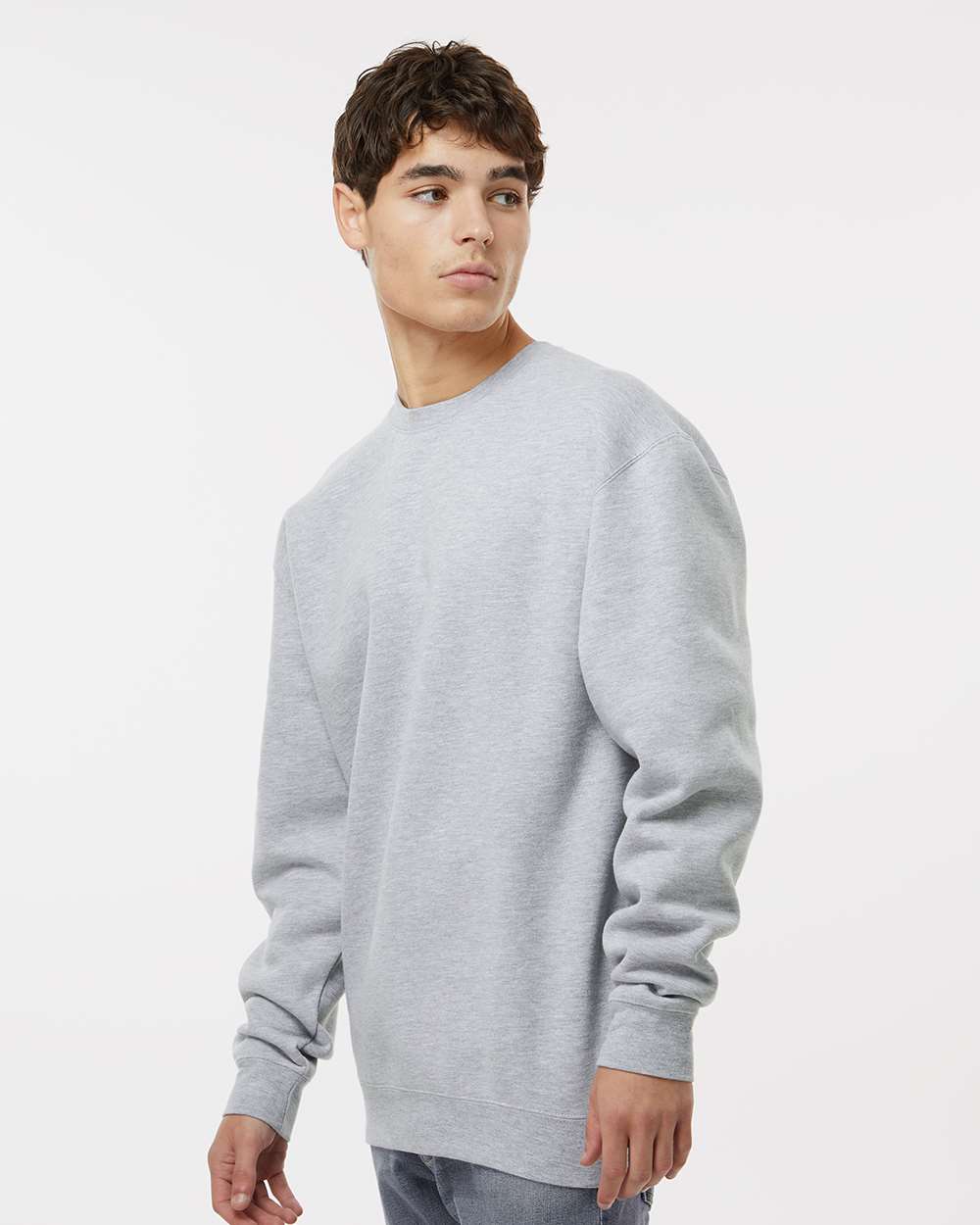 Unisex Heavyweight Crewneck Sweatshirt - OnModelSide - B04076352 - Grey Heather