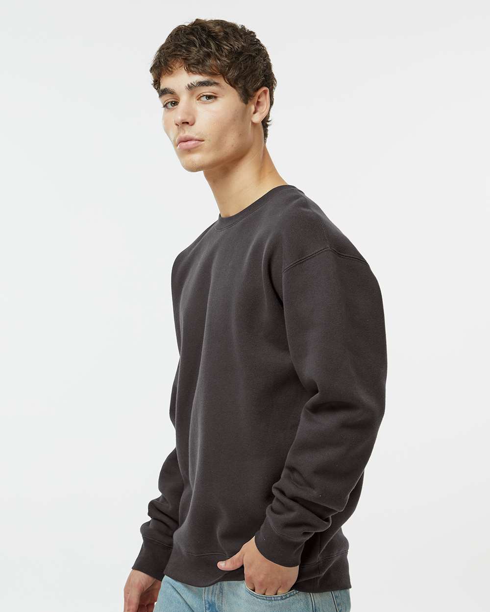 Unisex Heavyweight Crewneck Sweatshirt - OnModelSide - B04076492 - Asphalt