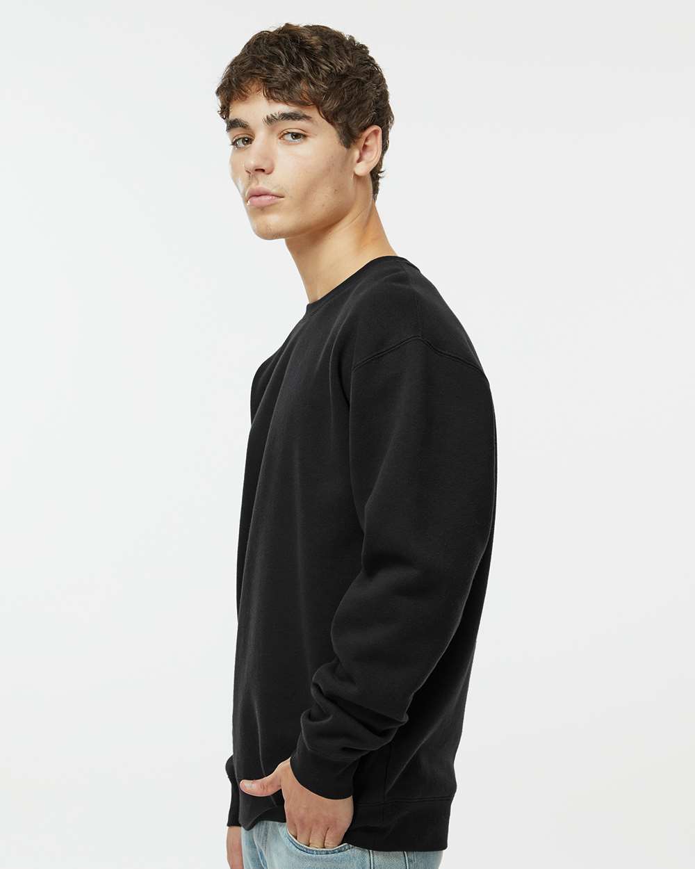 Unisex Heavyweight Crewneck Sweatshirt - OnModelSide - B04076502 - Black