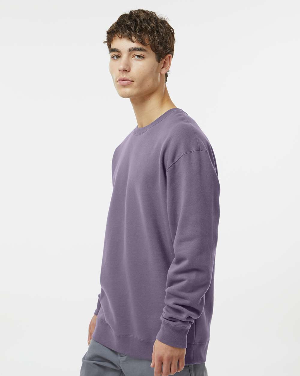 Unisex Heavyweight Crewneck Sweatshirt - OnModelSide - B04076512 - Plum