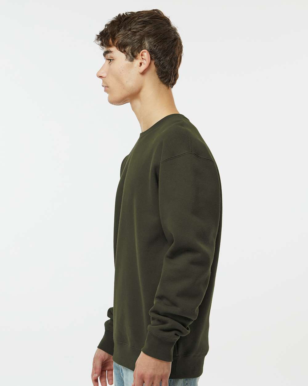 Unisex Heavyweight Crewneck Sweatshirt - OnModelSide - B04076642 - Army