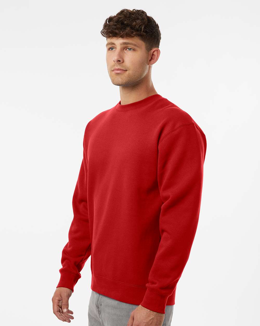 Unisex Heavyweight Crewneck Sweatshirt - OnModelSide - B04076702 - Red