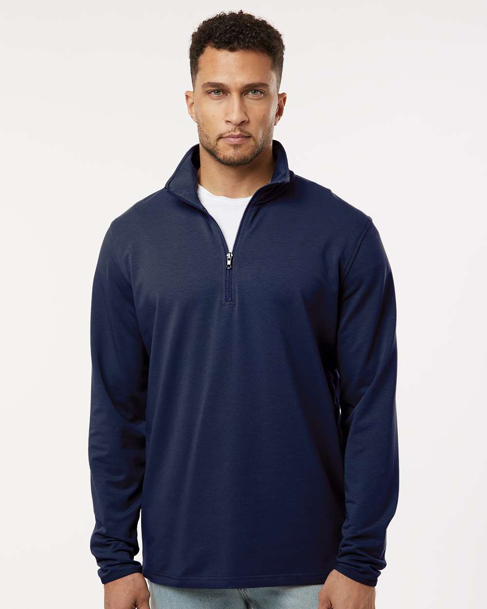 Men's Perform Quarter-Zip Pullover - OnModelFront - B00076652 - Classic Navy