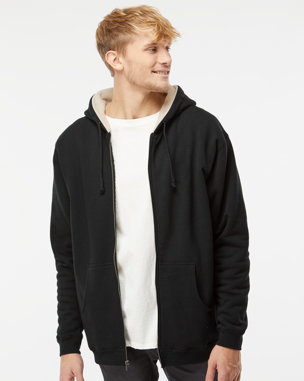 Men's Sherpa-Lined Full-Zip Hooded Sweatshirt - styleImage