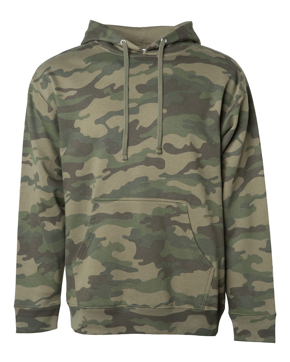 Unisex Midweight Hooded Sweatshirt - Front - B23676982 - Forest Camo