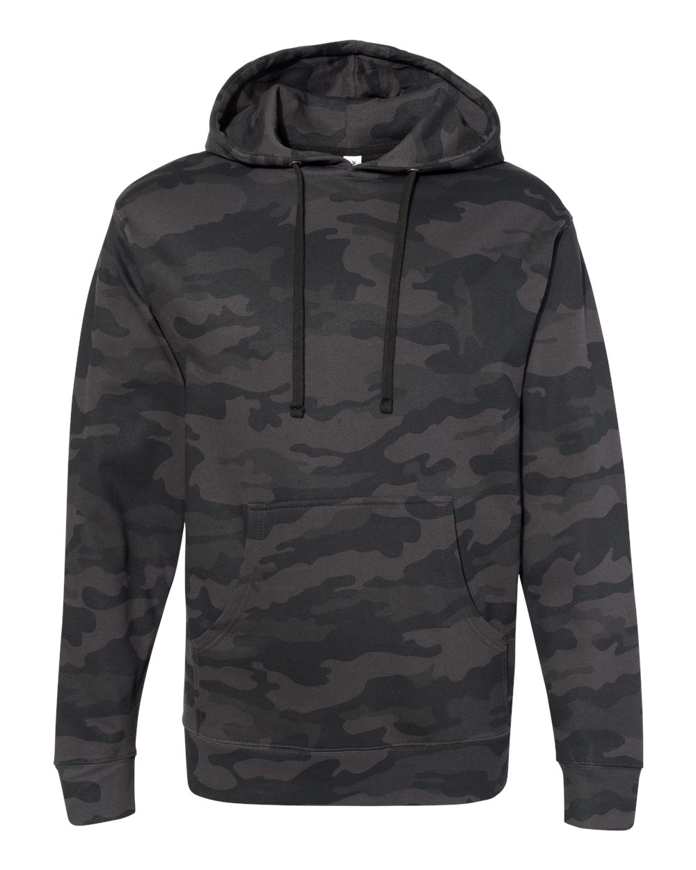 Unisex Midweight Hooded Sweatshirt - Front - B23676992 - Black Camo