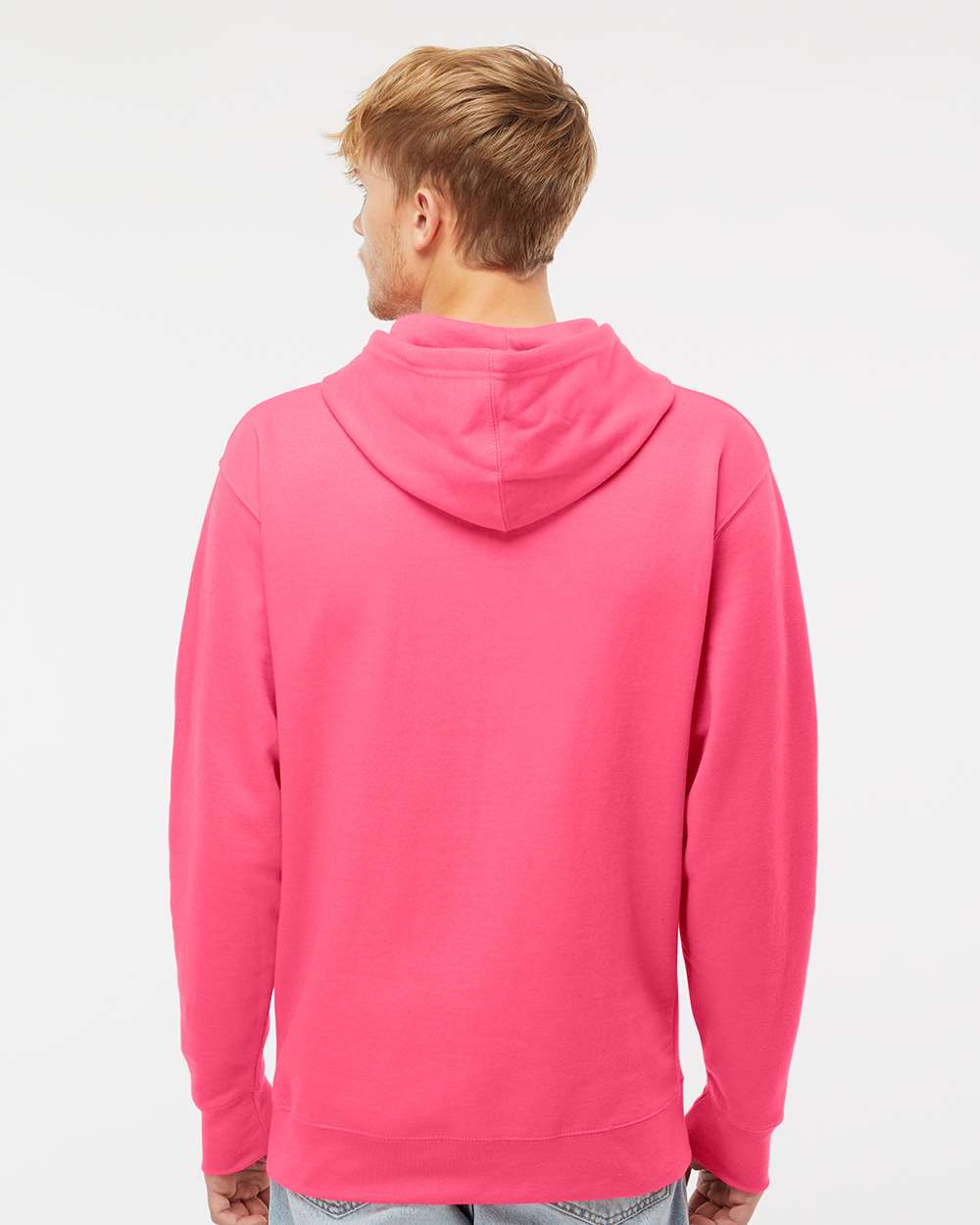 Unisex Midweight Hooded Sweatshirt - OnModelBack - B23676142 - Neon Pink