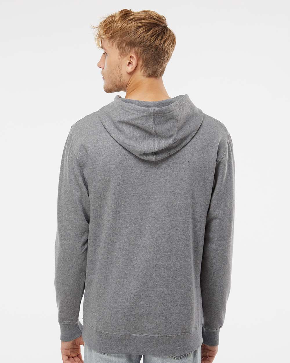 Unisex Midweight Hooded Sweatshirt - OnModelBack - B23676362 - Gunmetal Heather