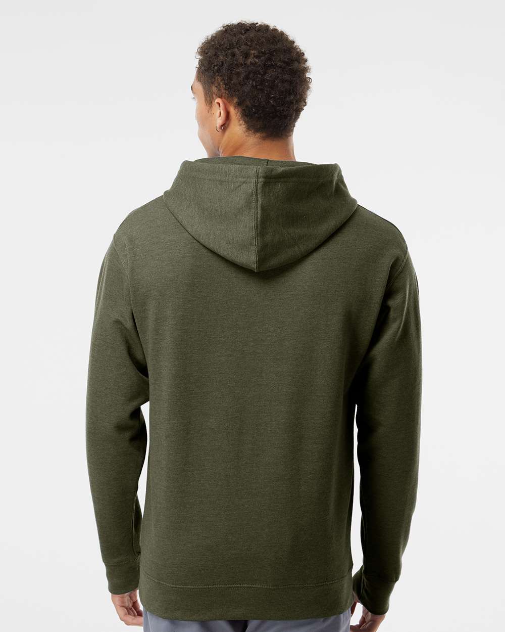 Unisex Midweight Hooded Sweatshirt - OnModelBack - B23676642 - Army Heather