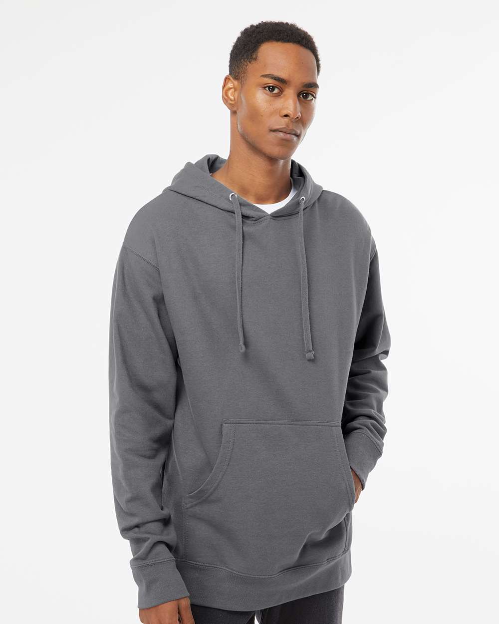 Unisex Midweight Hooded Sweatshirt - OnModelFront - B23676102 - Charcoal
