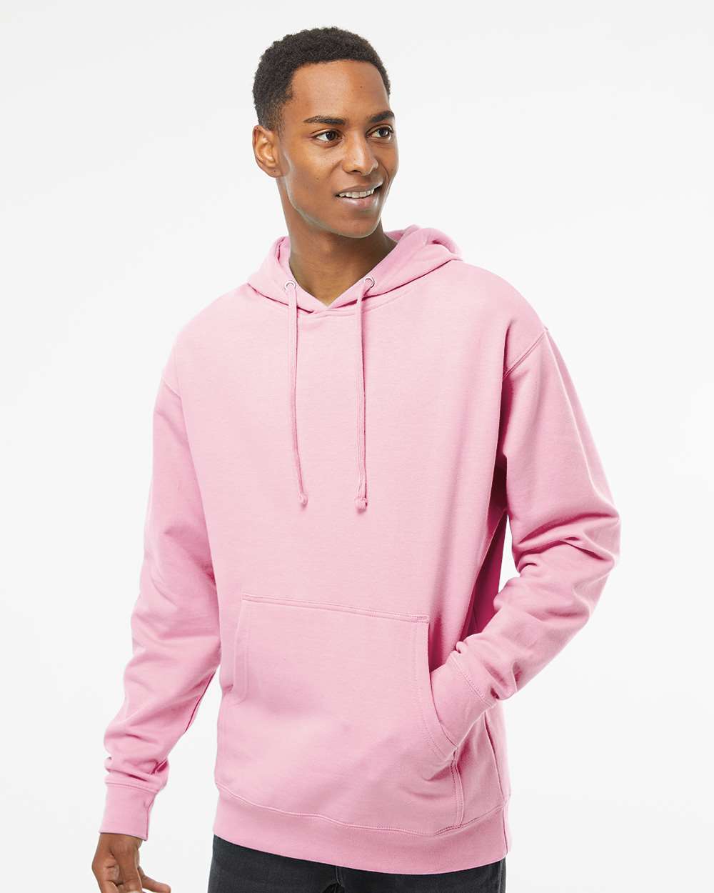 Unisex Midweight Hooded Sweatshirt - OnModelFront - B23676302 - Light Pink