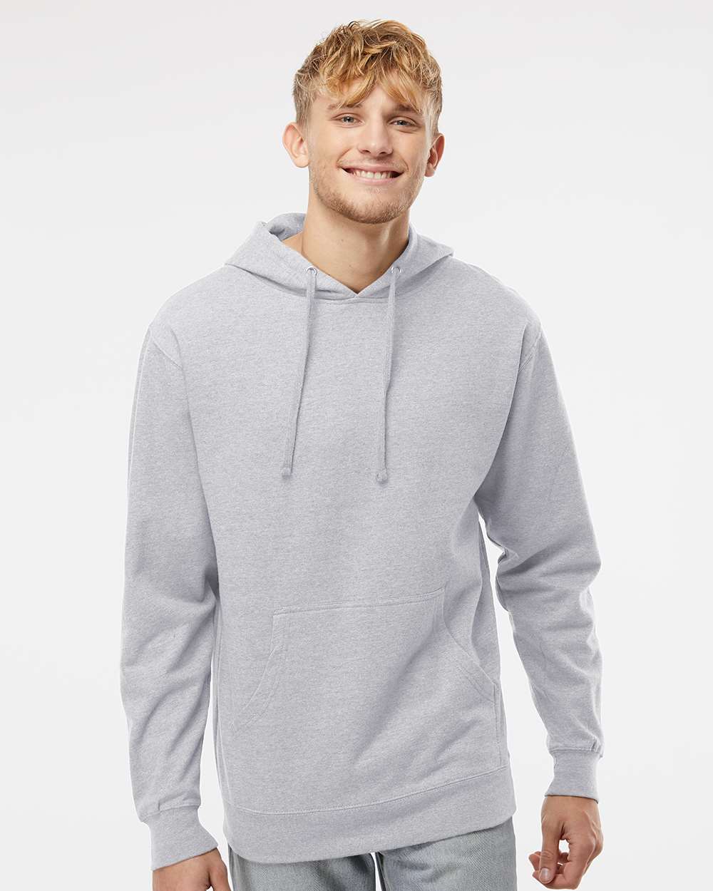 Unisex Midweight Hooded Sweatshirt - OnModelFront - B23676352 - Grey Heather