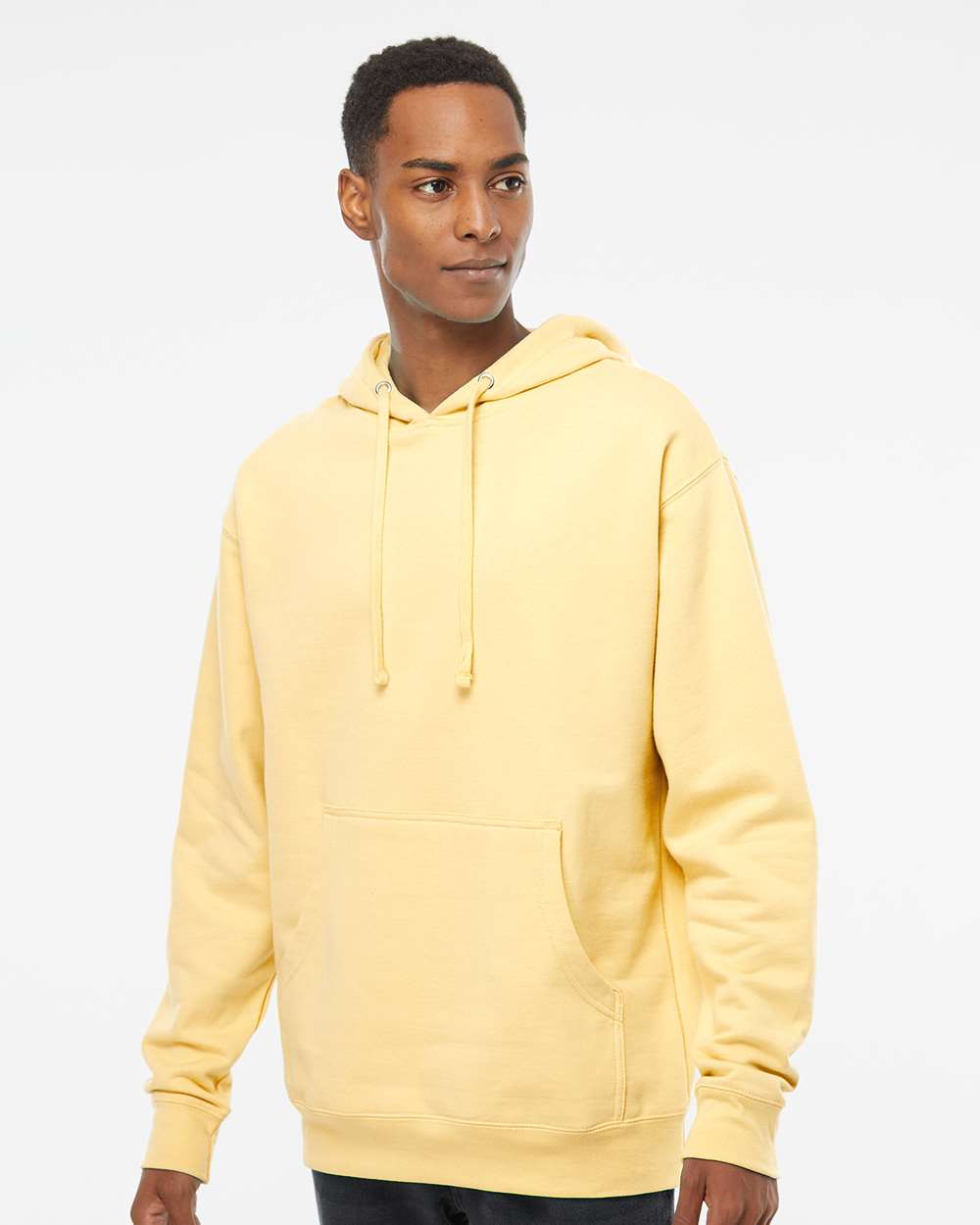 Unisex Midweight Hooded Sweatshirt - OnModelFront - B23676402 - Light Yellow
