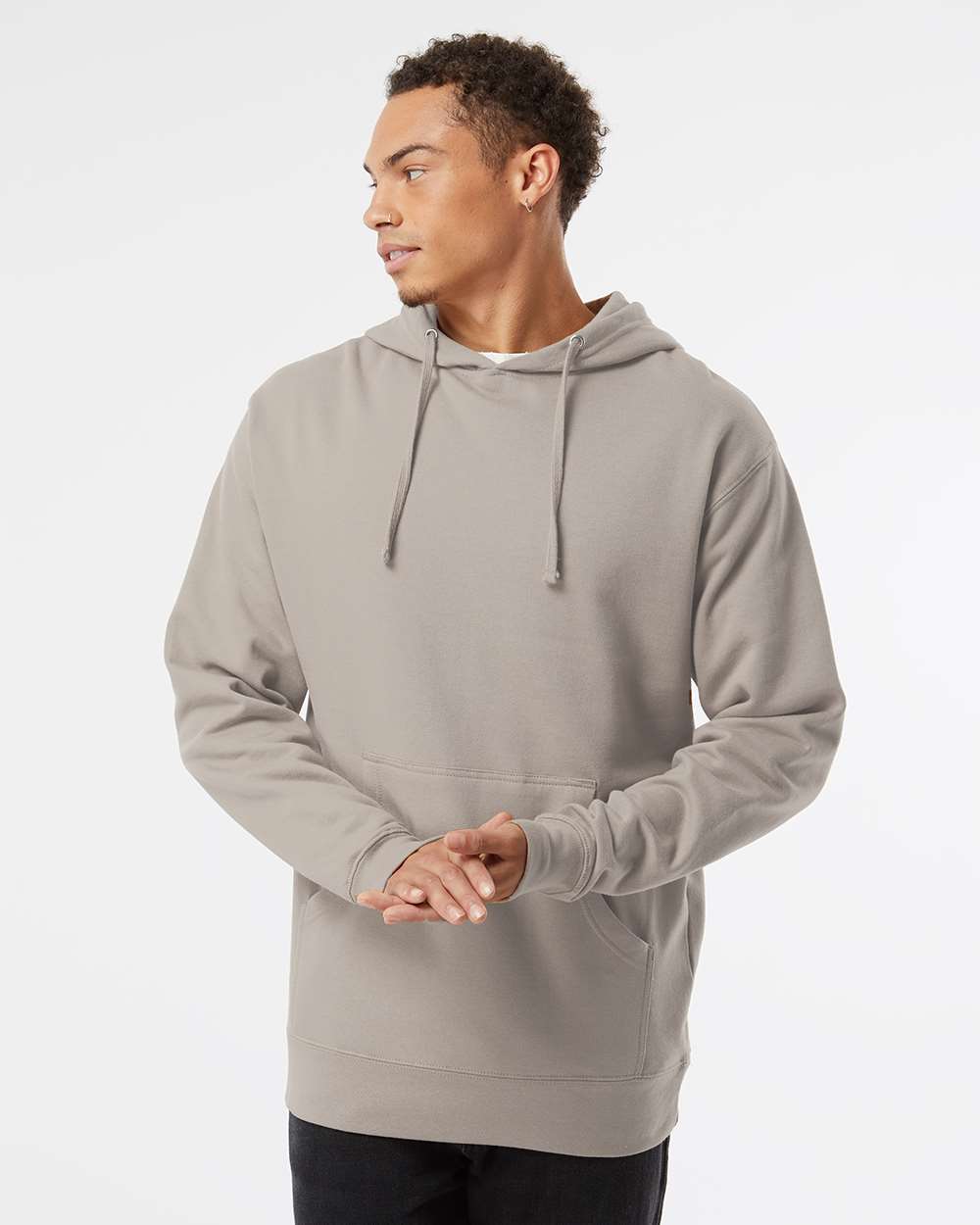 Unisex Midweight Hooded Sweatshirt - OnModelFront - B23676412 - Cement