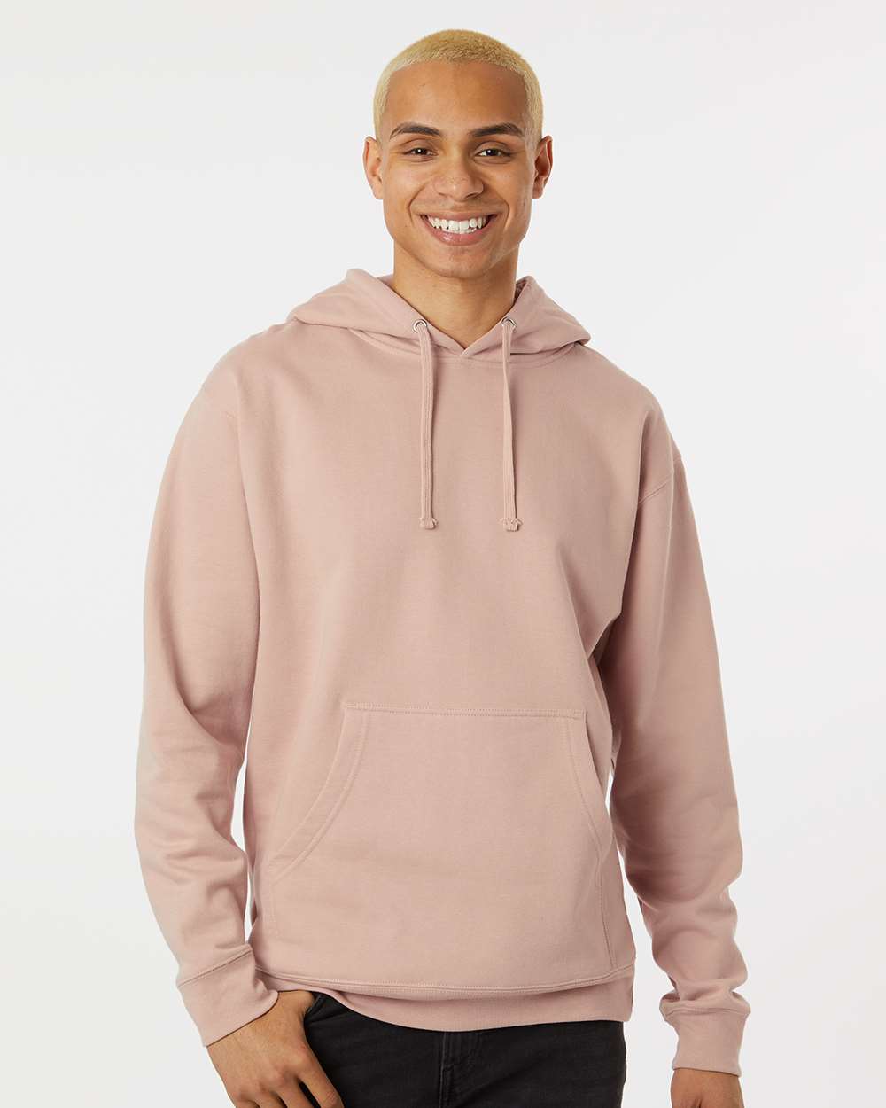 Unisex Midweight Hooded Sweatshirt - OnModelFront - B23676442 - Dusty Pink