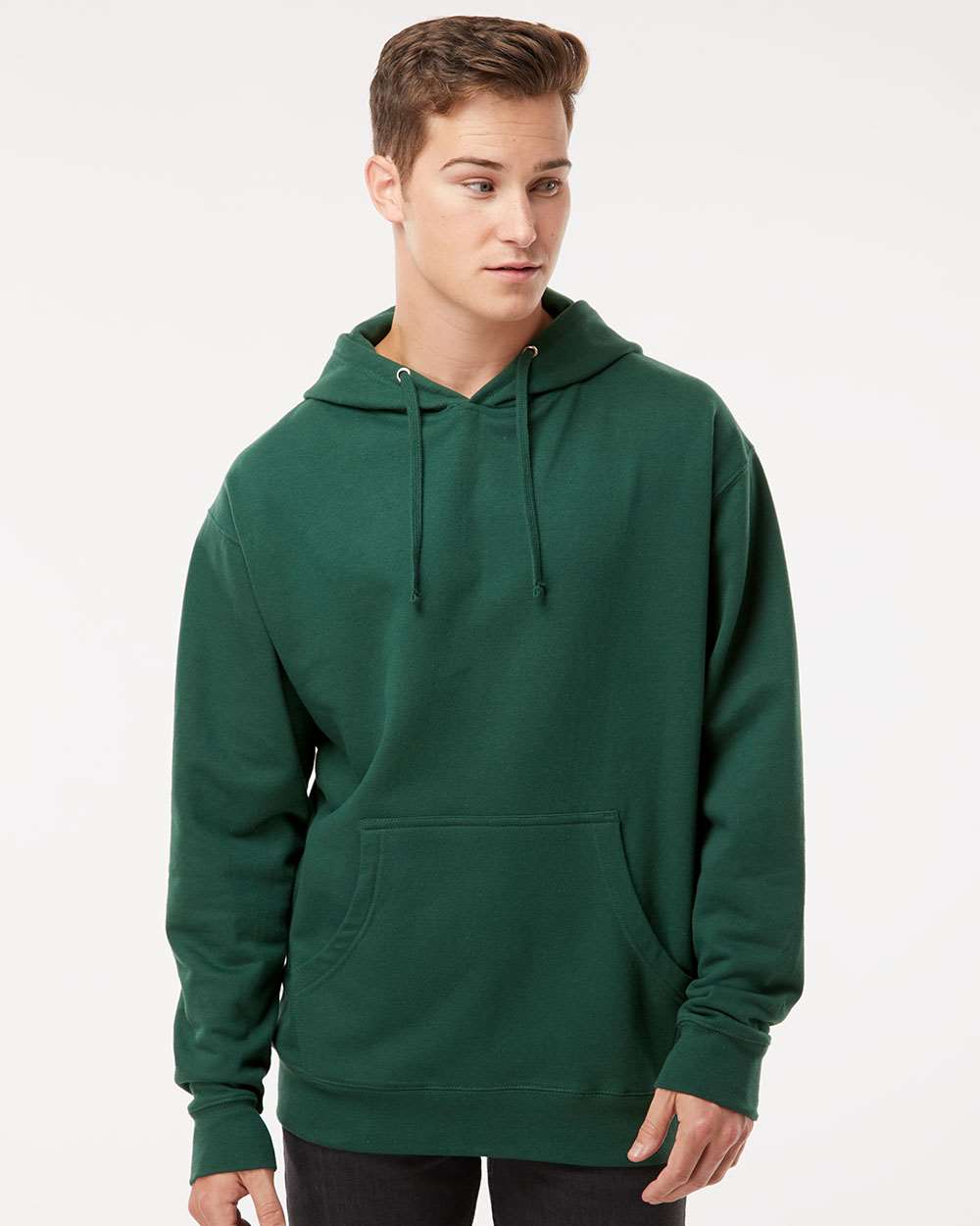 Unisex Midweight Hooded Sweatshirt - OnModelFront - B23676542 - Forest Green