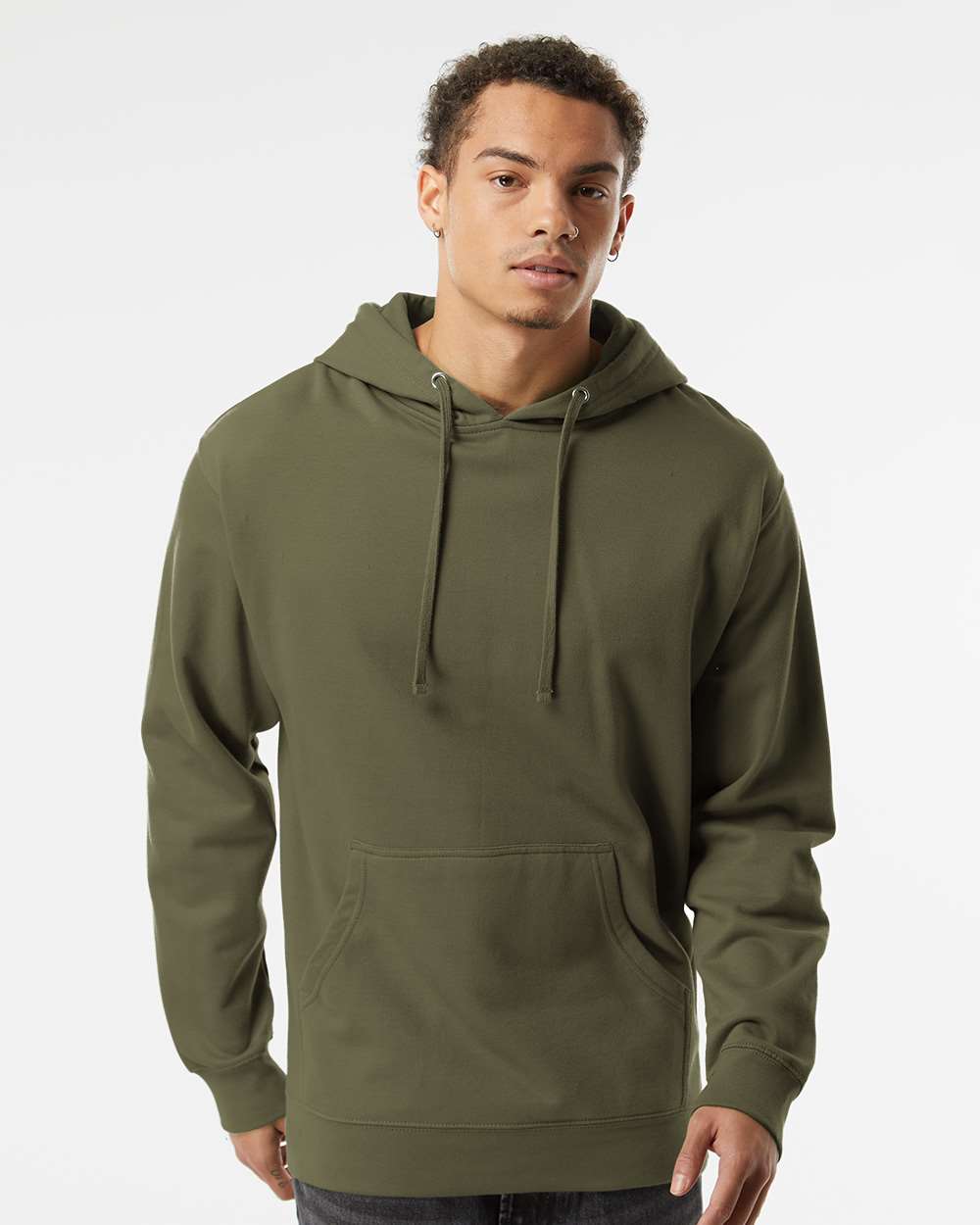Unisex Midweight Hooded Sweatshirt - OnModelFront - B23676622 - Army