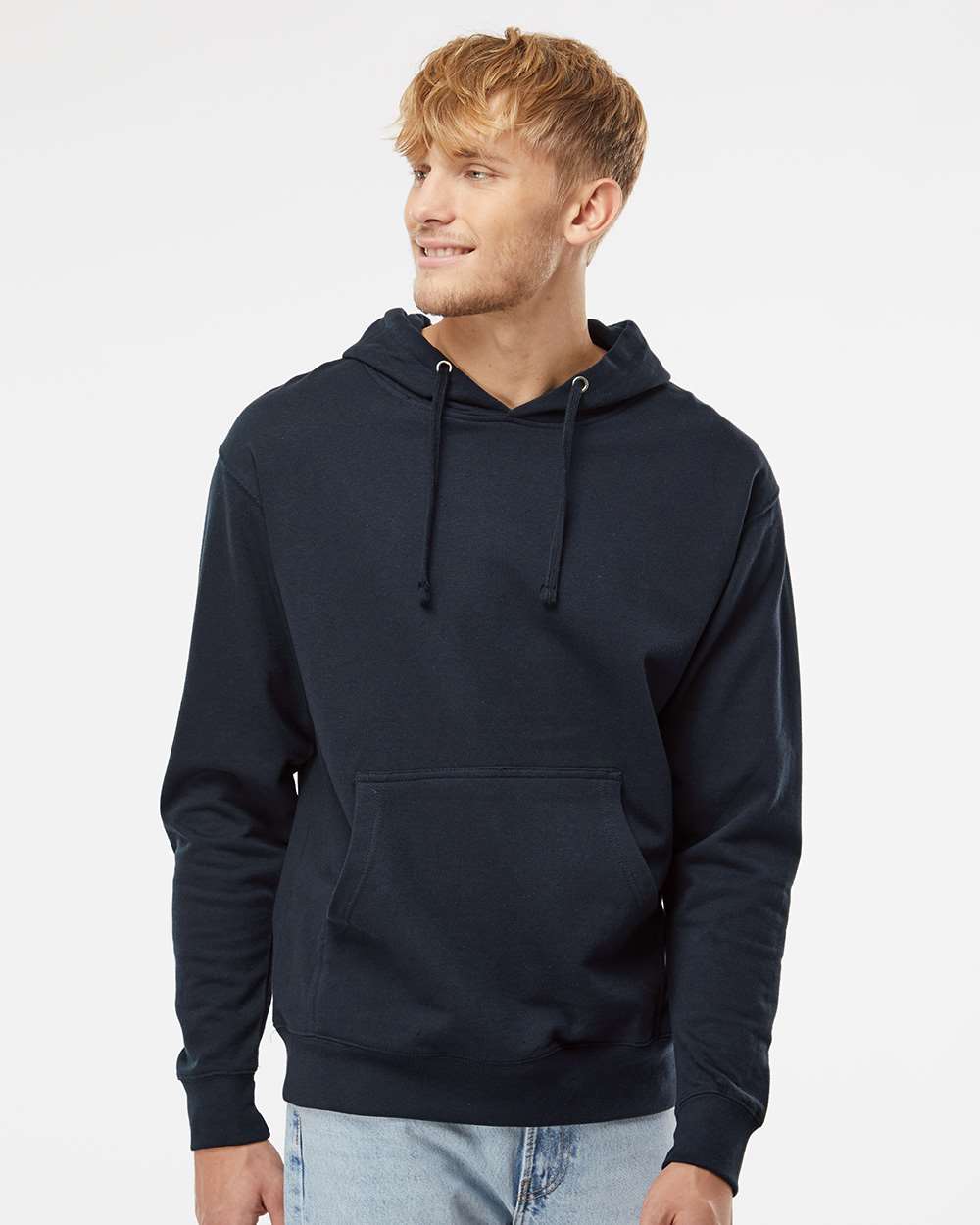 Unisex Midweight Hooded Sweatshirt - OnModelFront - B23676652 - Classic Navy