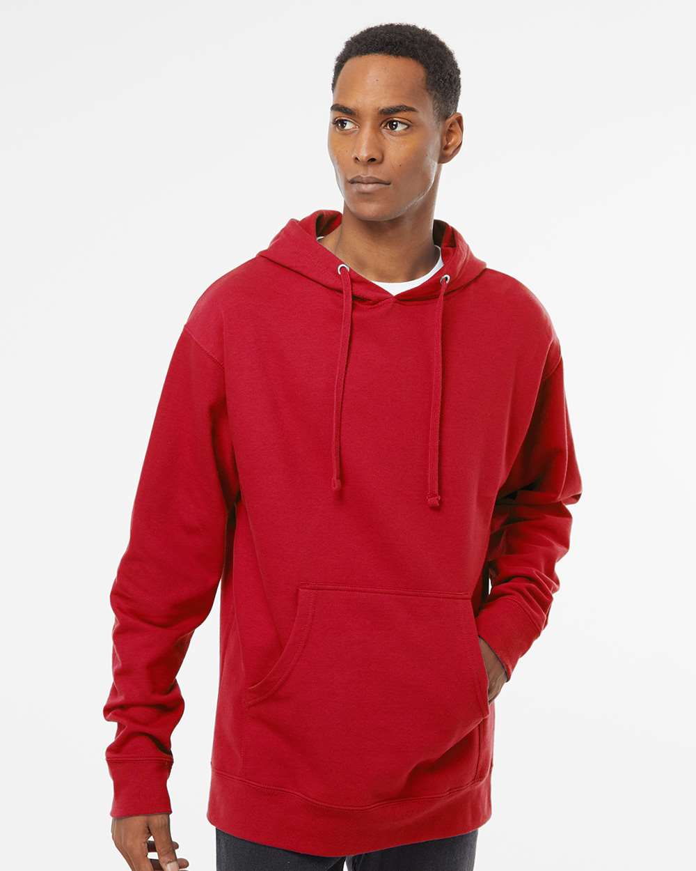 Unisex Midweight Hooded Sweatshirt - OnModelFront - B23676702 - Red