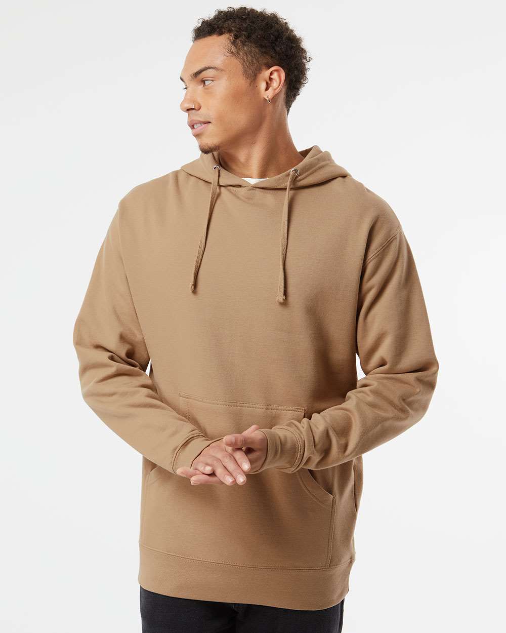 Unisex Midweight Hooded Sweatshirt - OnModelFront - B23676732 - Sandstone