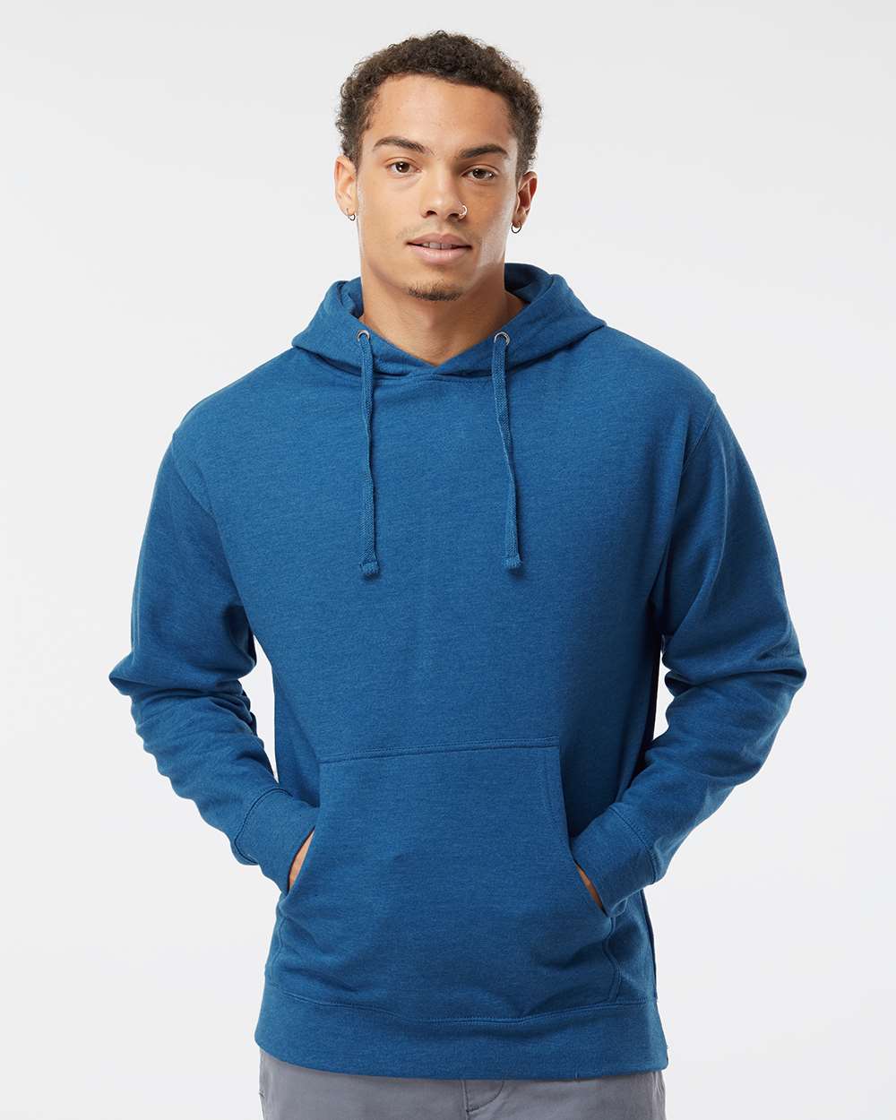 Unisex Midweight Hooded Sweatshirt - OnModelFront - B23676762 - Royal Heather