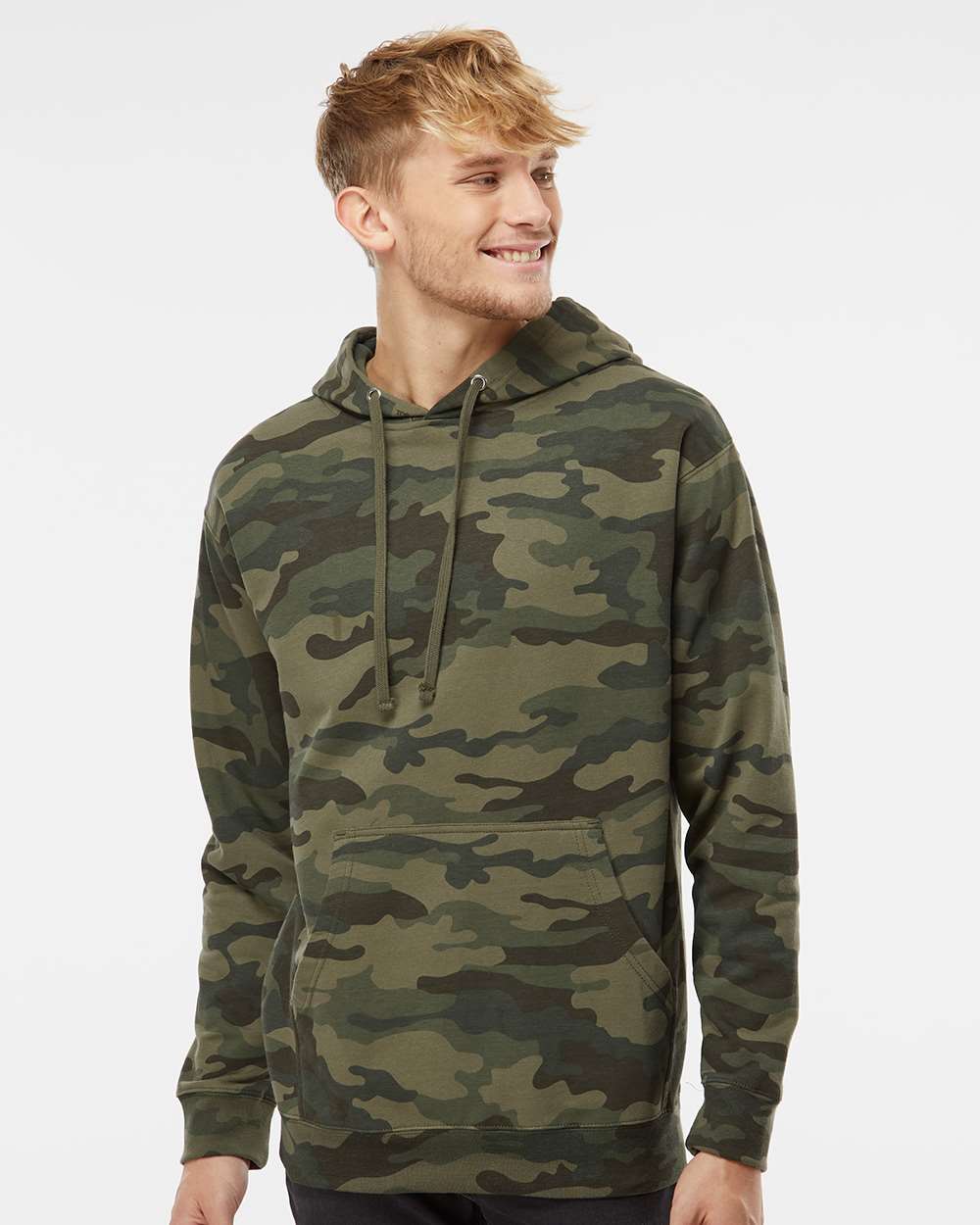 Unisex Midweight Hooded Sweatshirt - OnModelFront - B23676982 - Forest Camo