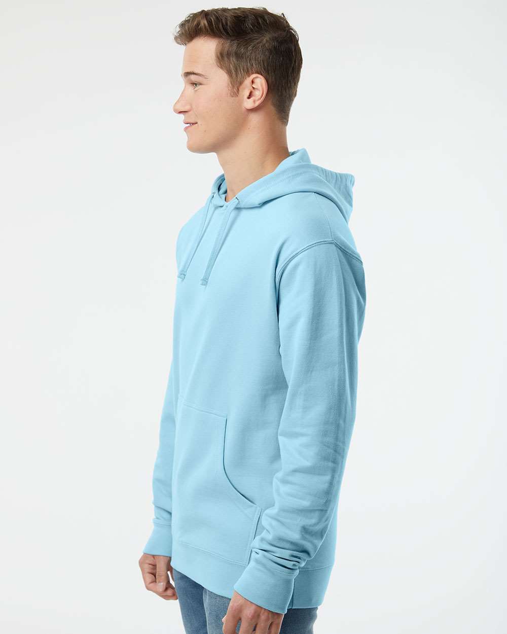 Unisex Midweight Hooded Sweatshirt - OnModelSide - B23676052 - Blue Aqua