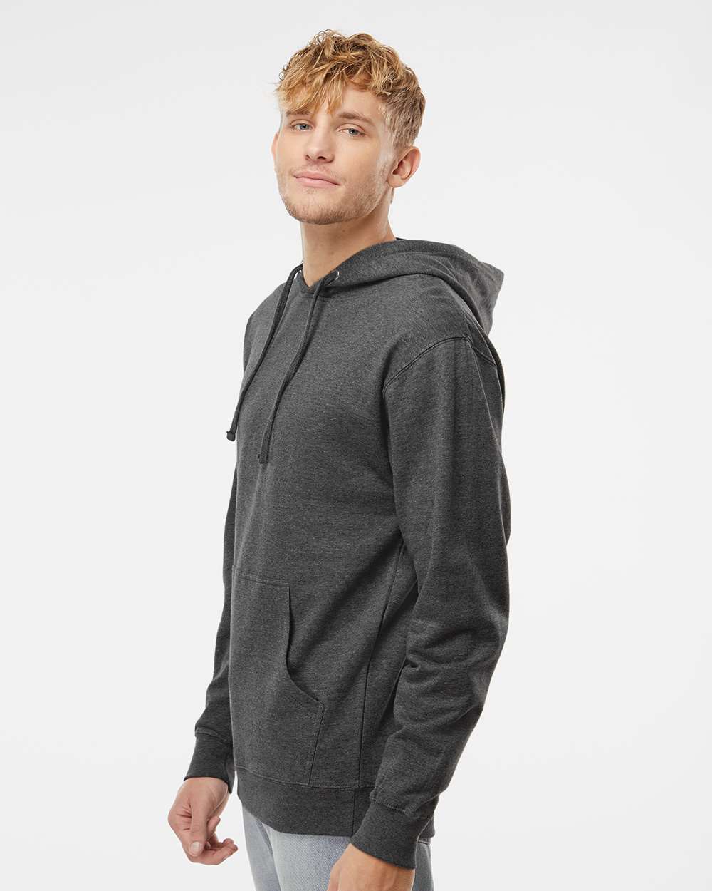 Unisex Midweight Hooded Sweatshirt - OnModelSide - B23676092 - Charcoal Heather
