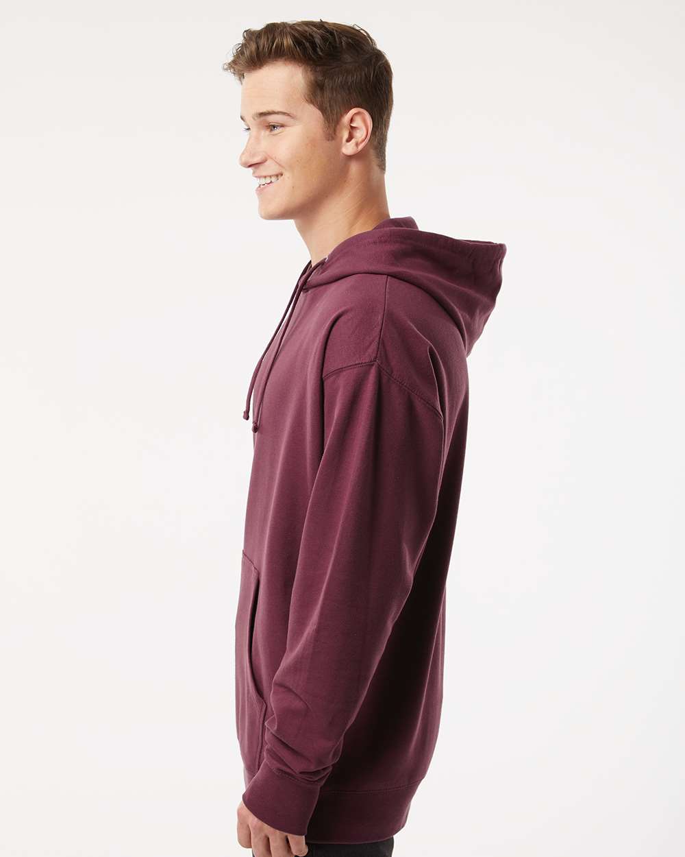 Unisex Midweight Hooded Sweatshirt - OnModelSide - B23676532 - Maroon