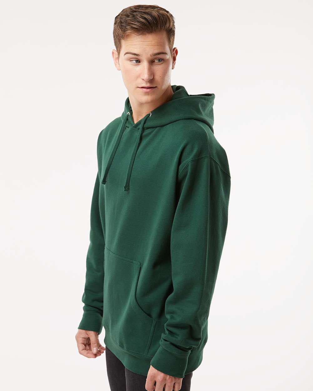 Unisex Midweight Hooded Sweatshirt - OnModelSide - B23676542 - Forest Green