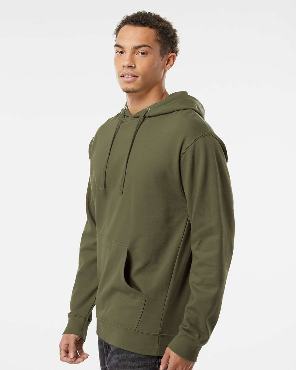 Unisex Midweight Hooded Sweatshirt - OnModelSide - B23676622 - Army