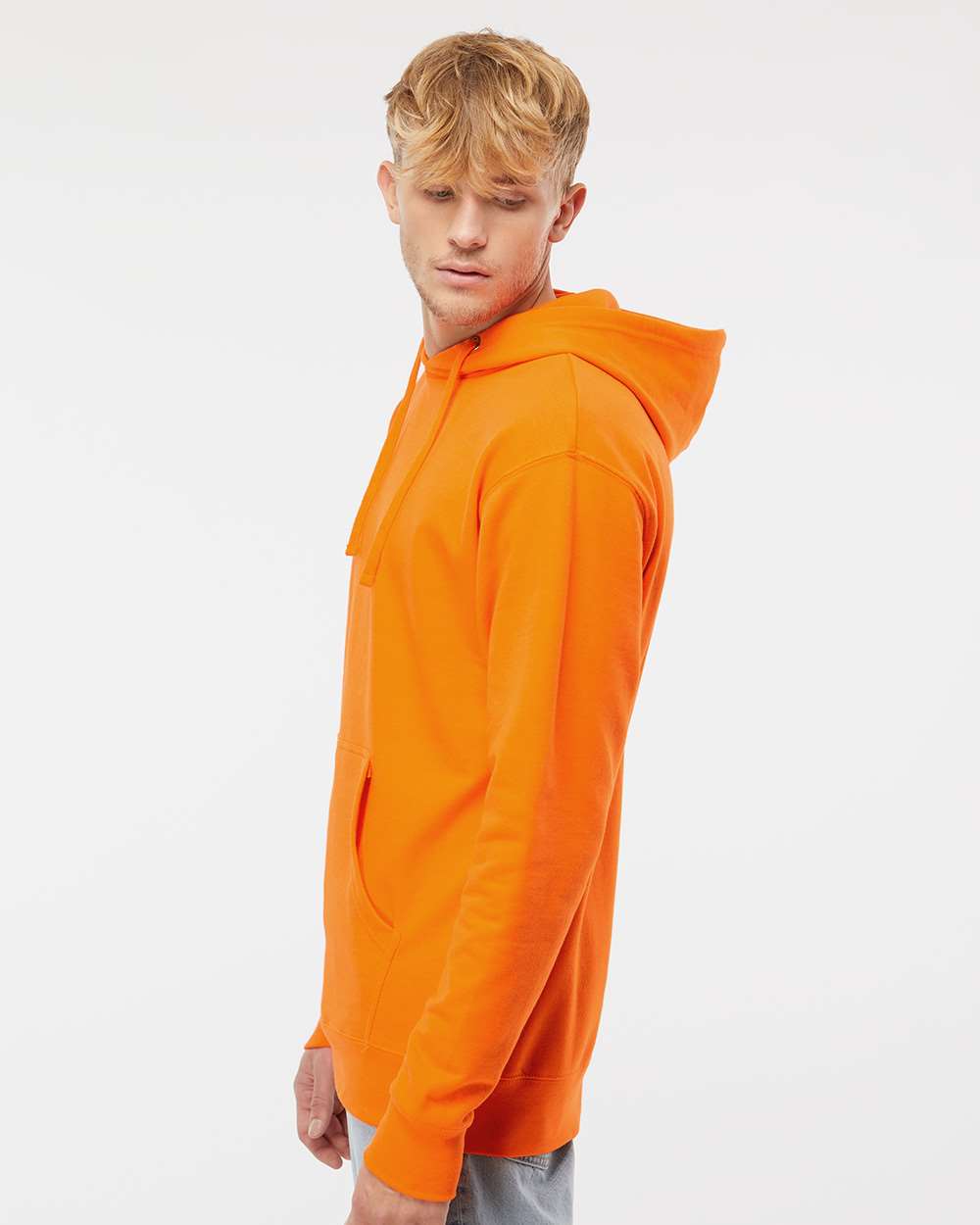 Unisex Midweight Hooded Sweatshirt - OnModelSide - B23676662 - Safety Orange