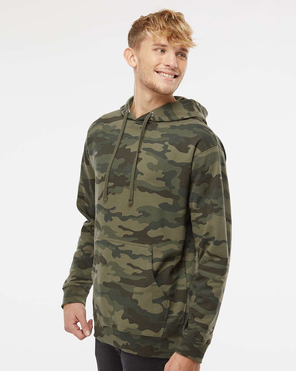 Unisex Midweight Hooded Sweatshirt - OnModelSide - B23676982 - Forest Camo