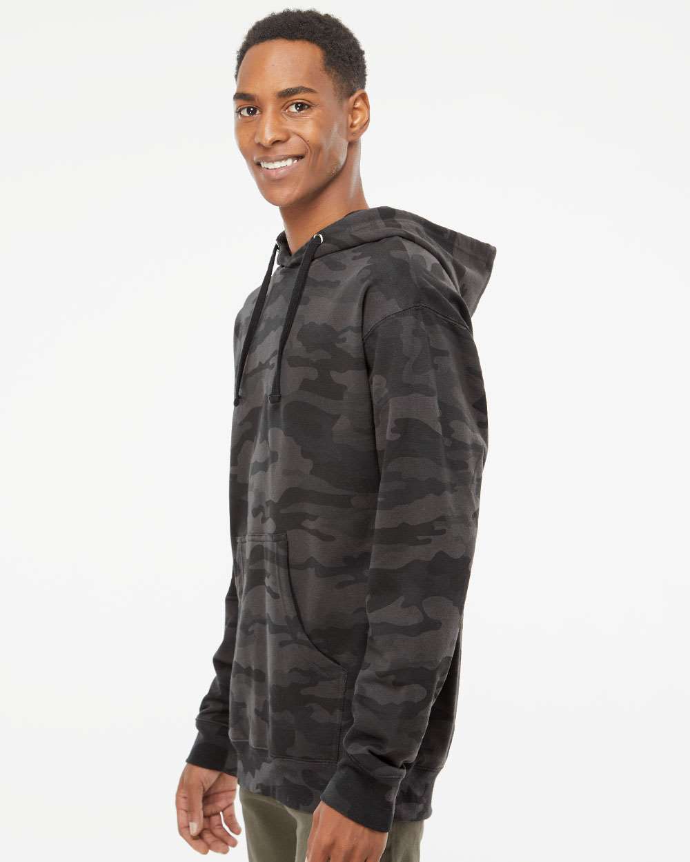 Unisex Midweight Hooded Sweatshirt - OnModelSide - B23676992 - Black Camo