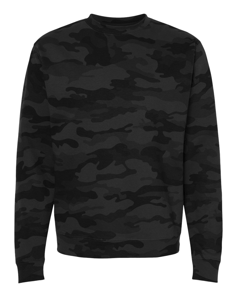 Unisex Midweight Crewneck Sweatshirt - Front - B83676992 - Black Camo