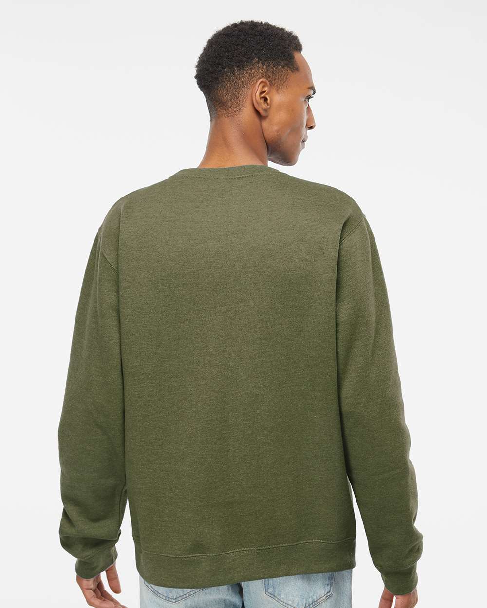 Unisex Midweight Crewneck Sweatshirt - OnModelBack - B83676642 - Army Heather