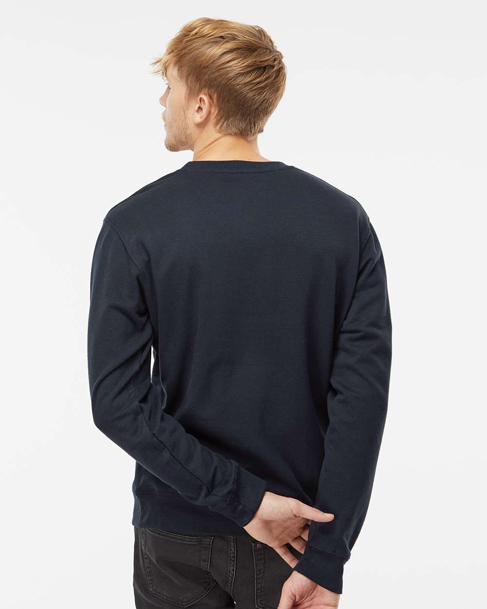 Unisex Midweight Crewneck Sweatshirt - OnModelBack - B83676652 - Classic Navy