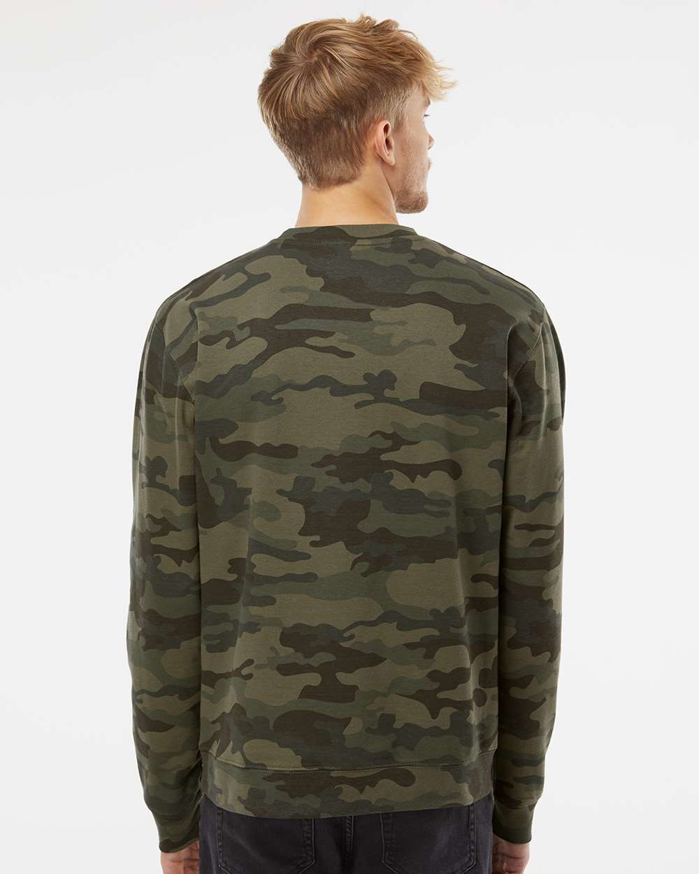 Unisex Midweight Crewneck Sweatshirt - OnModelBack - B83676982 - Forest Camo
