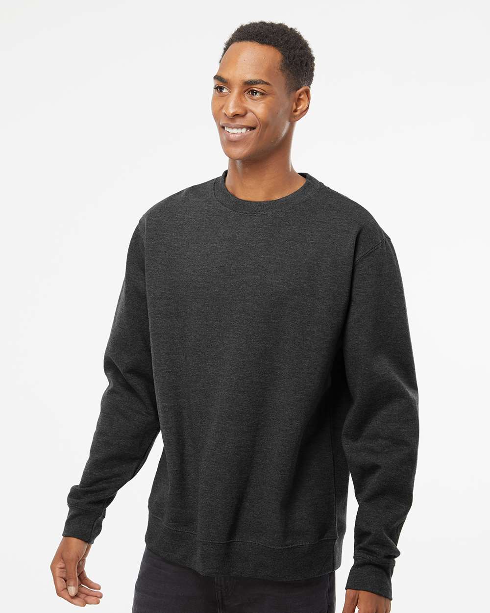 Unisex Midweight Crewneck Sweatshirt - OnModelFront - B83676102 - Charcoal Heather