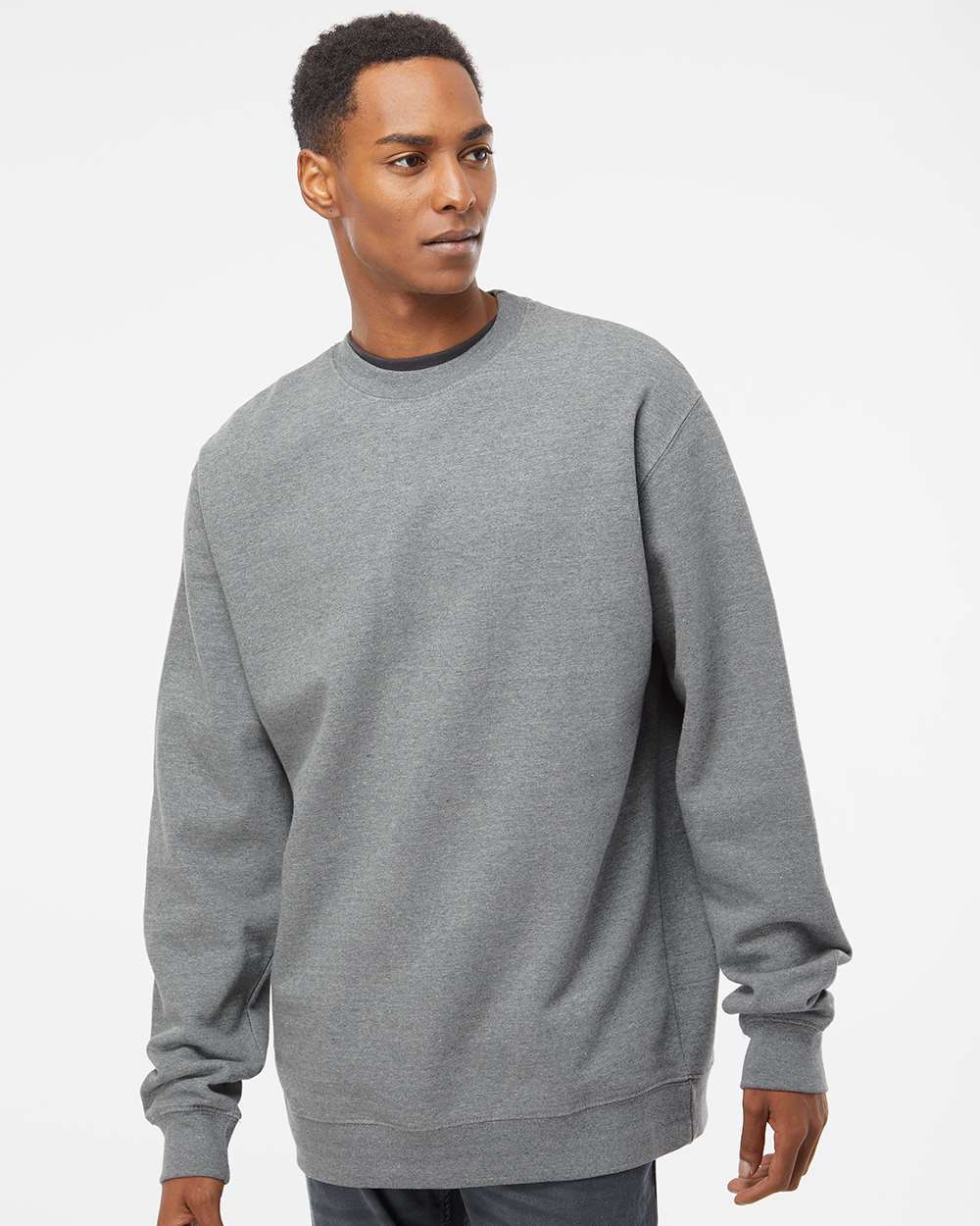 Unisex Midweight Crewneck Sweatshirt - OnModelFront - B83676362 - Gunmetal Heather