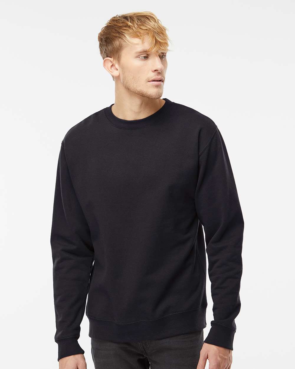 Unisex Midweight Crewneck Sweatshirt - OnModelFront - B83676502 - Black