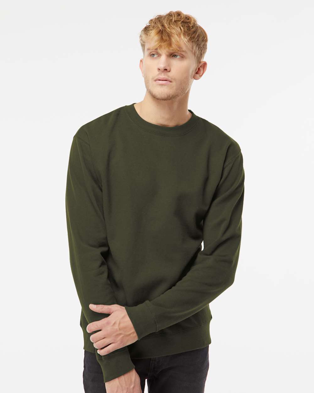 Unisex Midweight Crewneck Sweatshirt - OnModelFront - B83676562 - Army