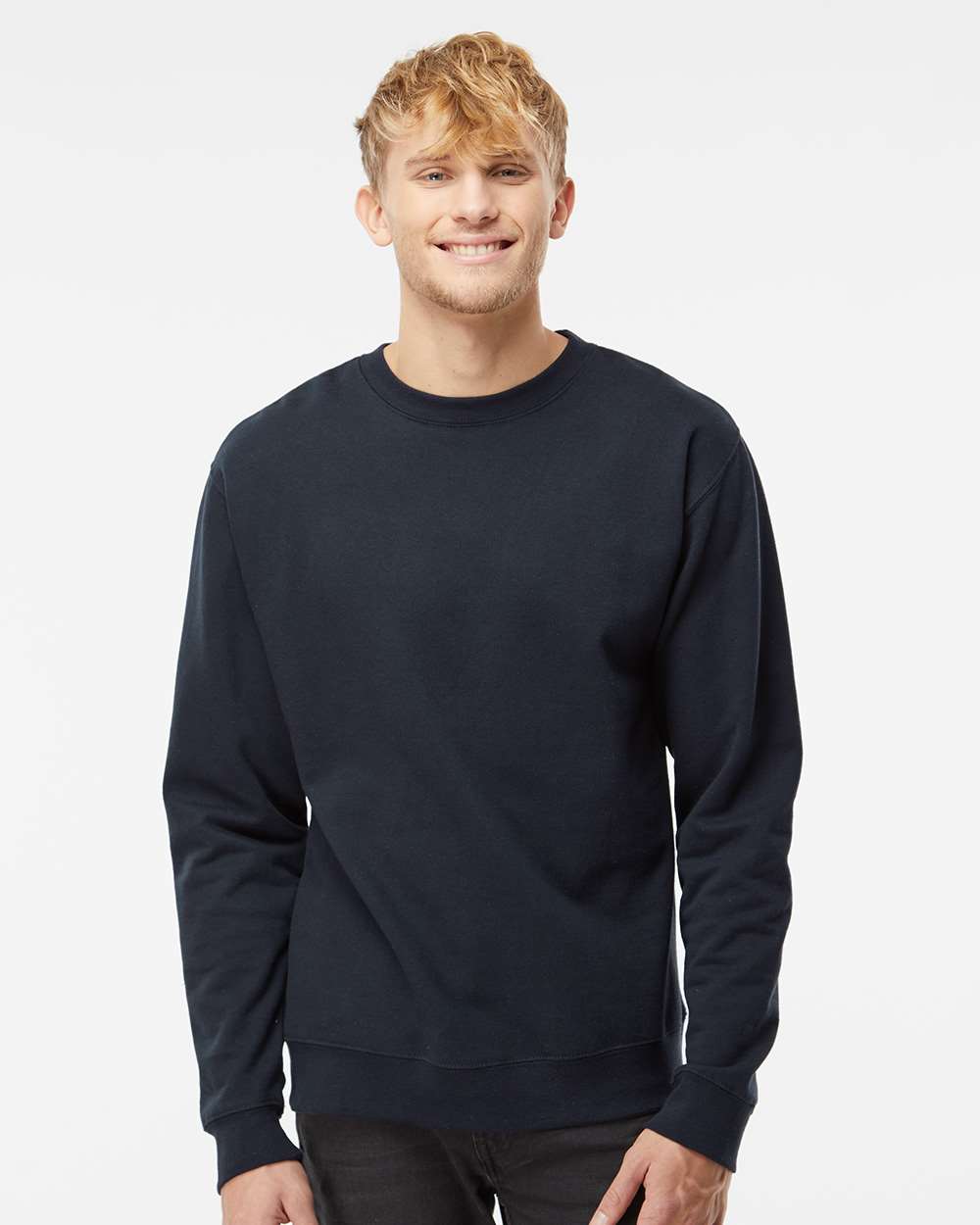 Unisex Midweight Crewneck Sweatshirt - OnModelFront - B83676652 - Classic Navy