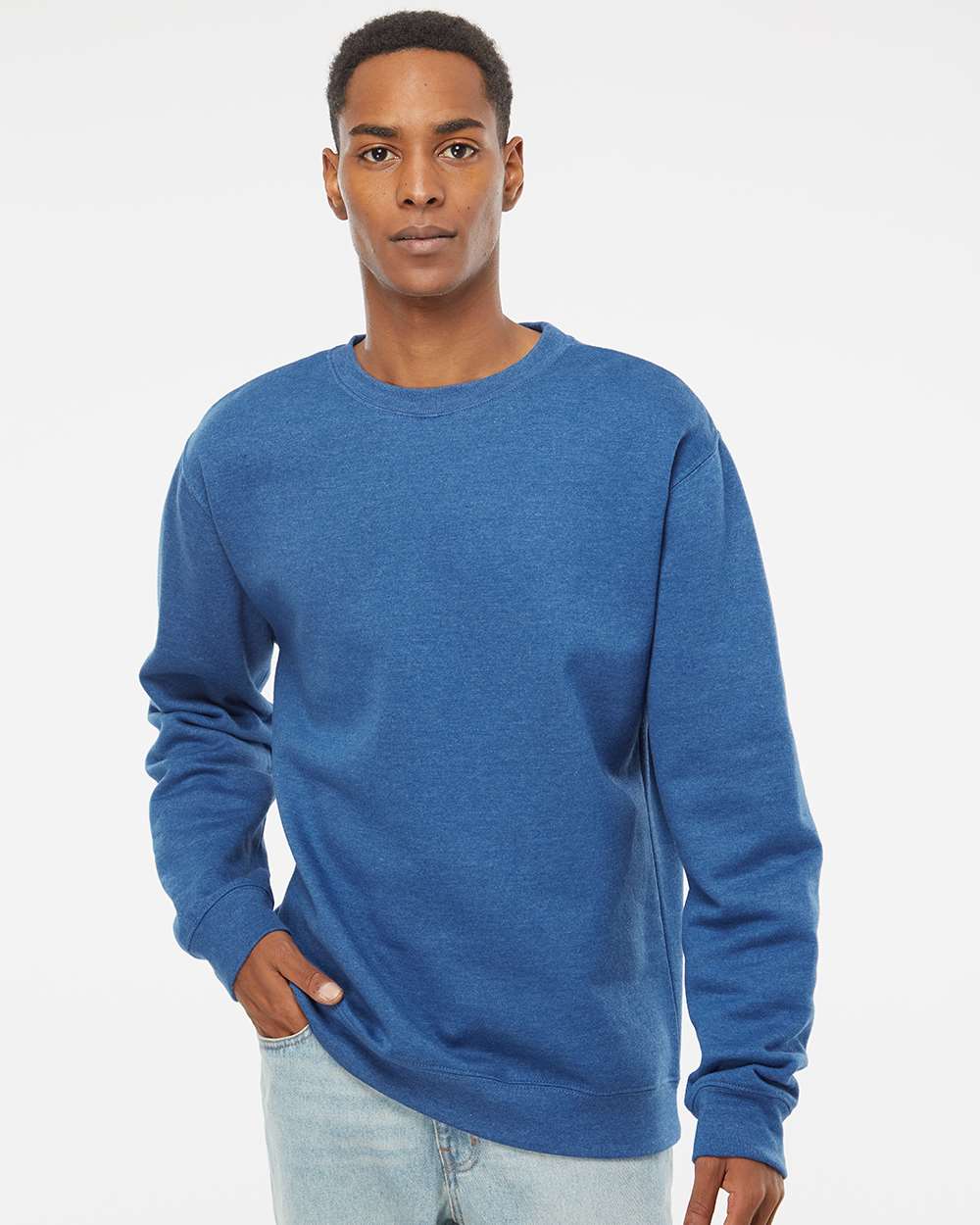 Unisex Midweight Crewneck Sweatshirt - OnModelFront - B83676752 - Royal Heather