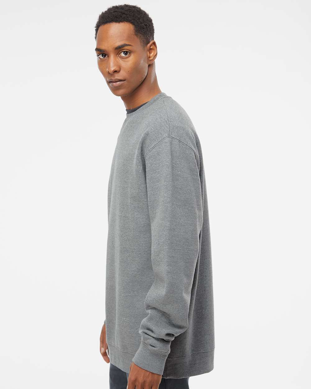 Unisex Midweight Crewneck Sweatshirt - OnModelSide - B83676362 - Gunmetal Heather