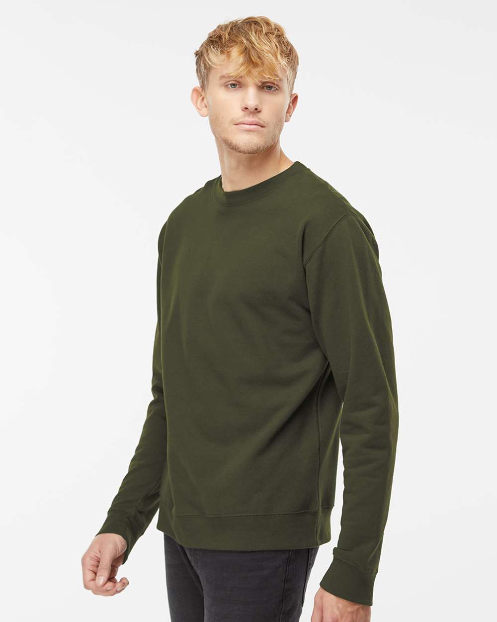 Unisex Midweight Crewneck Sweatshirt - OnModelSide - B83676562 - Army