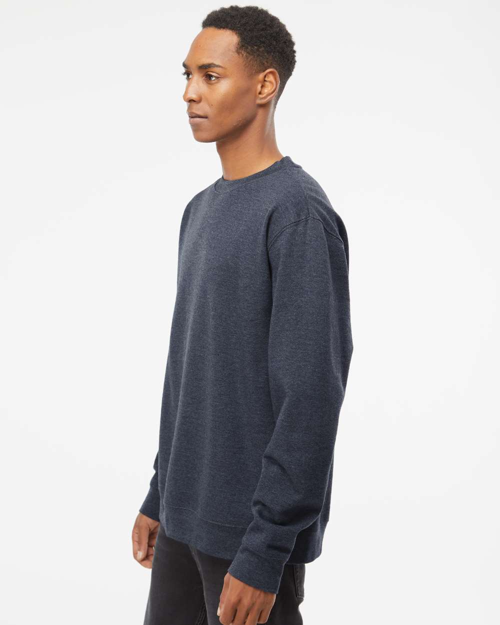 Unisex Midweight Crewneck Sweatshirt - OnModelSide - B83676632 - Classic Navy Heather