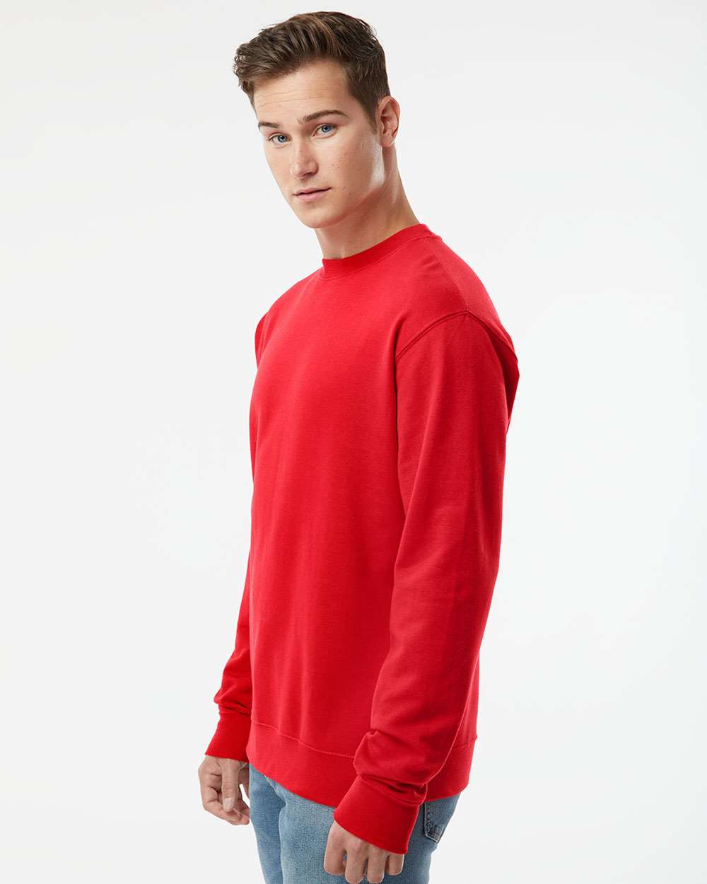Unisex Midweight Crewneck Sweatshirt - OnModelSide - B83676702 - Red