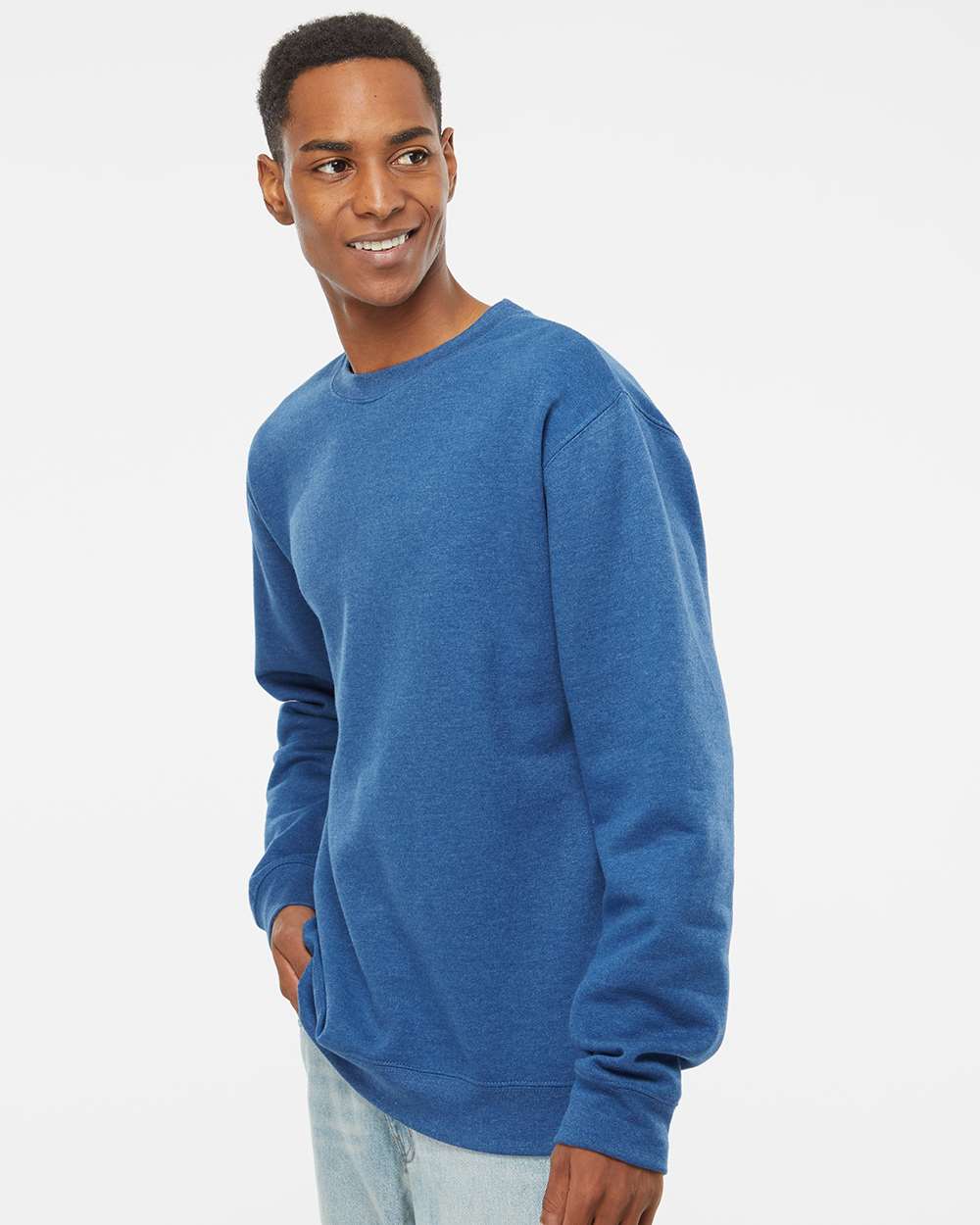 Unisex Midweight Crewneck Sweatshirt - OnModelSide - B83676752 - Royal Heather