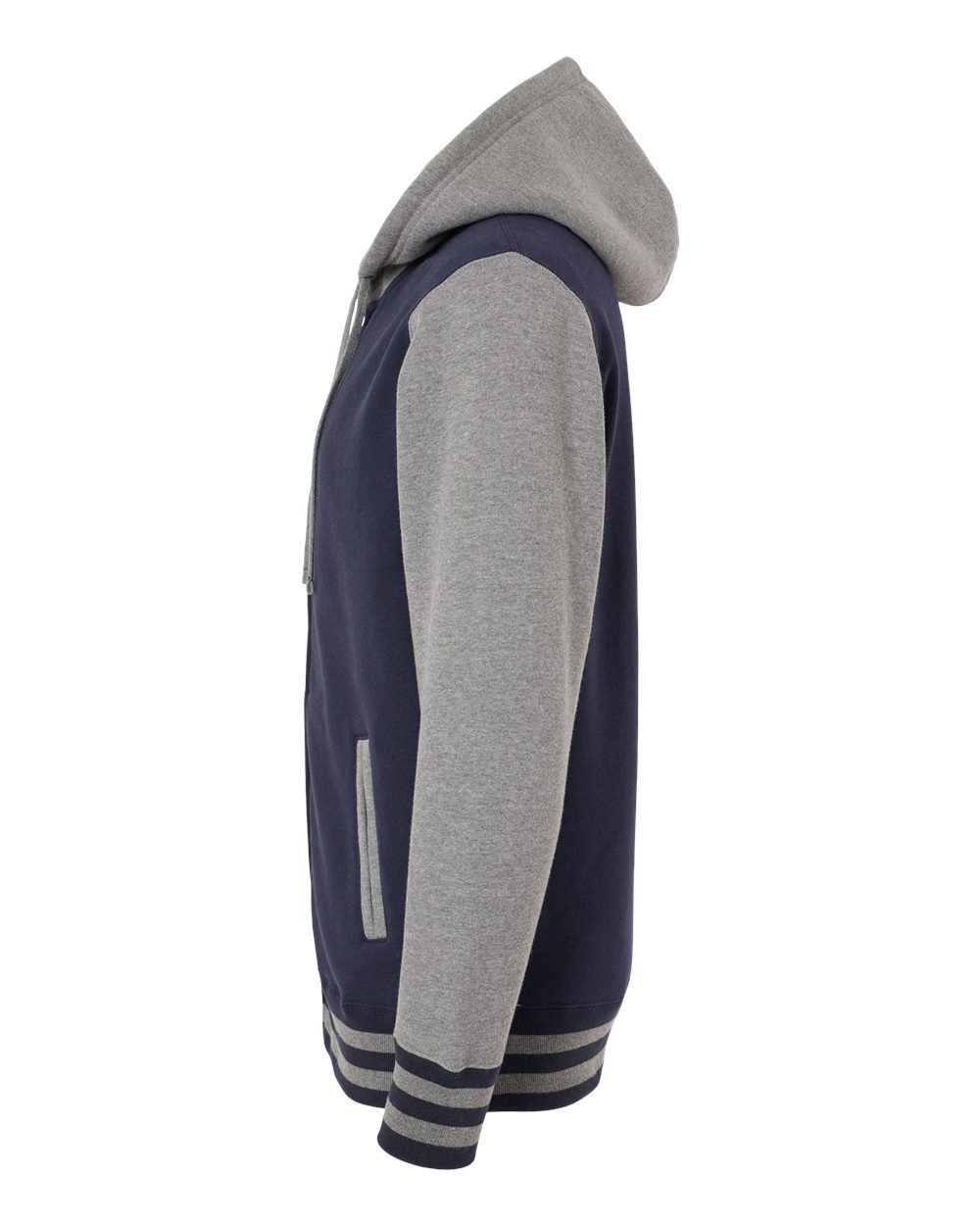 Unisex Heavyweight Varsity Full-Zip Hooded Sweatshirt - DirectSide - B20576652 - Classic Navy/ Gunmetal Heather